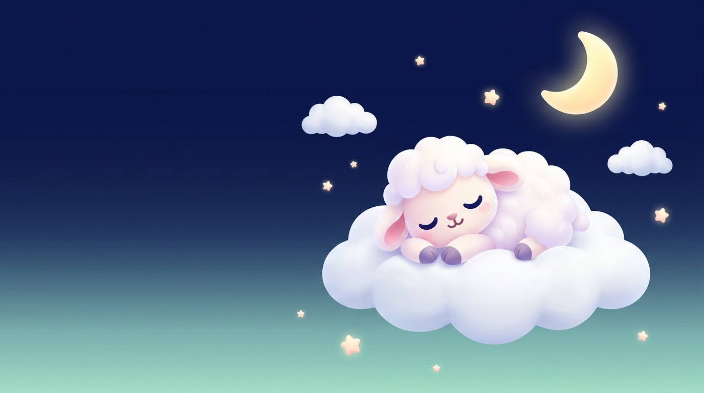 A ovelhinha do Napy dormindo numa nuvem, sob a lua